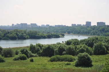 view of the Moscow river from the Kolomenskoye Park in Moscow