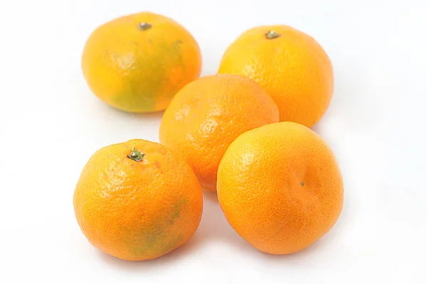 Tangerine Groep Witte Achtergrond — Stockfoto