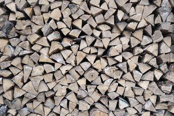 Birch Firewood Stacked Woodpile Stocks Firewood Winter — Photo