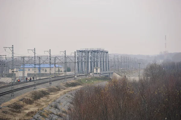 Railway Bridge Nerl River Bogolyubovo District – stockfoto