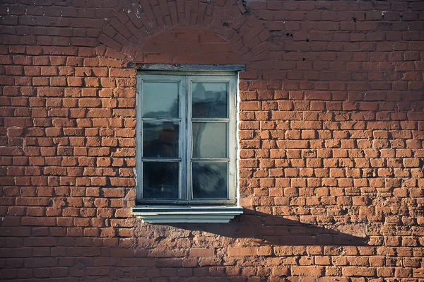 Old Window Red Brick Brick Wall — Photo