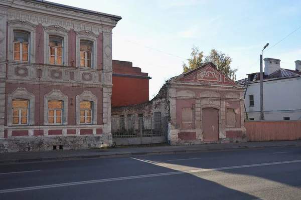 Kolomna, Russia - OCTOBER 9, 2021: the remains of a brick building in Kolomna