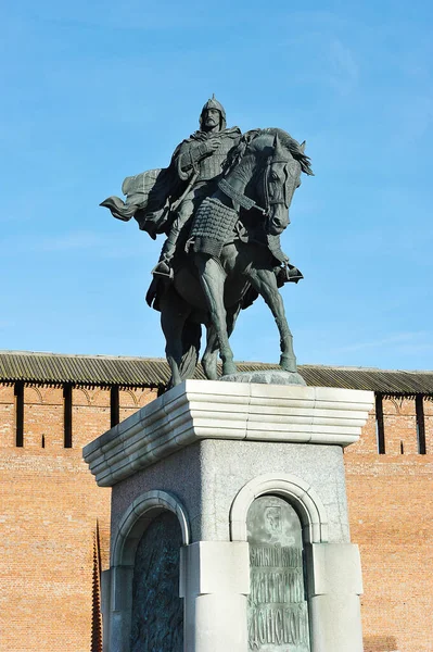 Kolomna Russia October 2021 Monument Dmitry Donskoy Background Fortress Wall — Stock Fotó