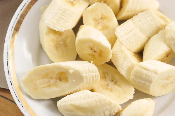 Sliced Bananas Plate Close — Stock Photo, Image