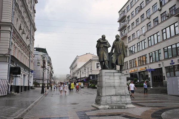 Moscow Russia August 2021 Monument Stanislavsky Nemirovich Danchenko Kamergersky Lane — Stok fotoğraf