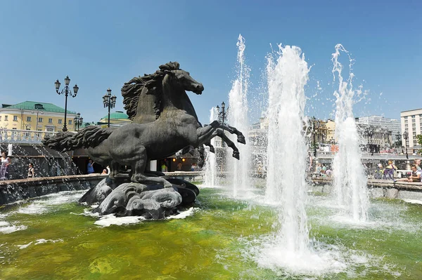 Moscow Russia June 2021 Geyser Fountain Horses Alexander Garden Moscow — Stockfoto