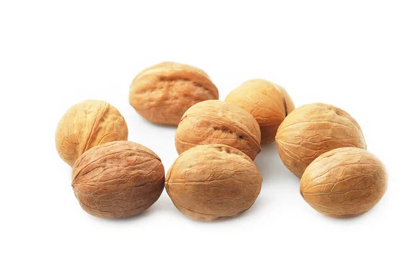 Whole Walnuts Isolated White Background — Zdjęcie stockowe