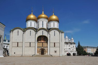 MOSCOW, RUSSIA - June 26, 2021: view of the assumption cathedral in the kremlin in Moscow