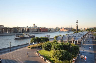 MOSCOW, RUSSIA - June 18, 2021: view of the monument monument to Peter the Great on the Moscow River in Moscow