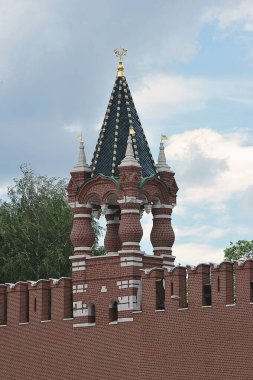 MOSCOW, RUSSIA - June 6, 2021: view of the Tsar's Tower in the Kremlin on Red Square in Moscow