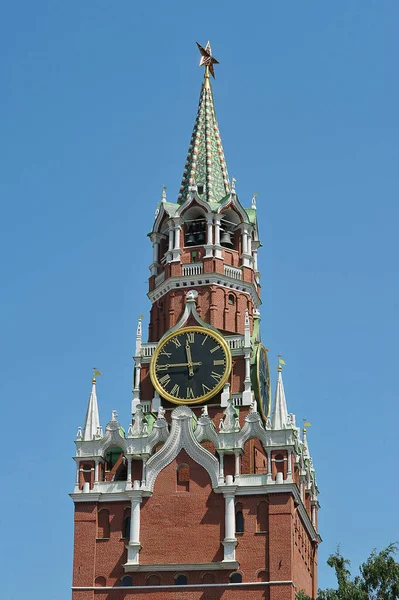 Moscow Russia June 2021 View Spasskaya Clock Tower Kremlin Moscow — 图库照片