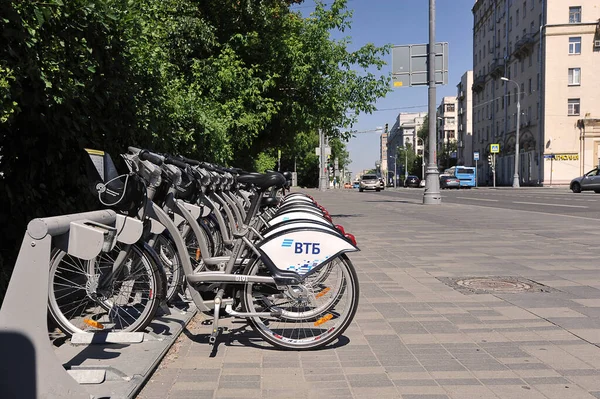 Moscow Russia June 2021 Bicycle Parking Rent Moscow —  Fotos de Stock