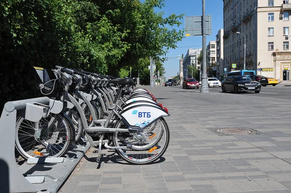 Moscow Russia June 2021 Bicycle Parking Rent Moscow —  Fotos de Stock