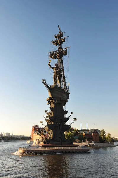 Moscow Russia June 2021 Monument Monument Peter Great Moscow River — Stock Photo, Image