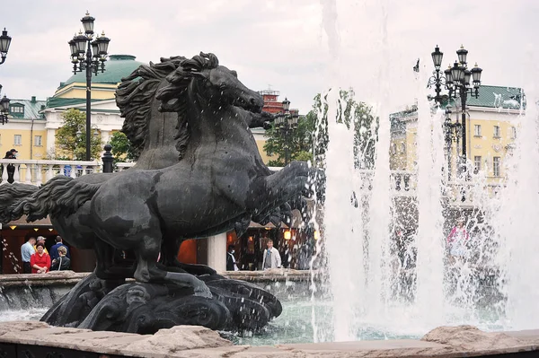 Moscow Russia June 2021 Fountain Horses Okhotny Ryad Moscow — Foto Stock
