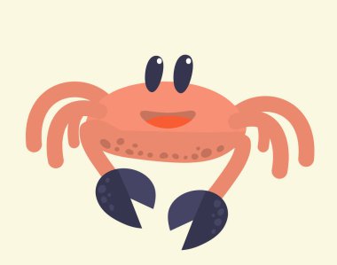 Cute crab cartoon vector icon illustration, mascot crab logo in cartoon comic animal style