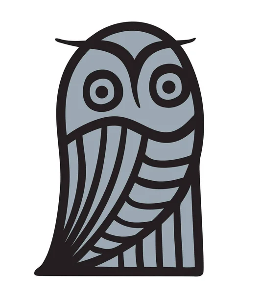 Hand Drawn Owl Logo Icon Night Predator Owl — Stockvektor