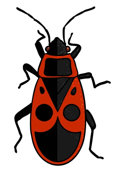 Insect Red Soldier Bug Cartoon Style — Stock vektor