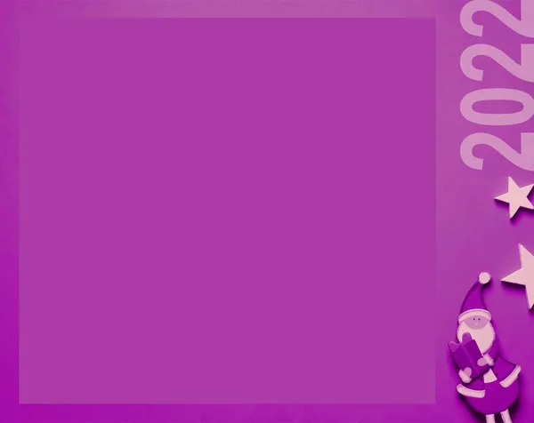 Создание Фиолетовой Рождественской Открытки Небольшого Украшения Копировального Пространства — стоковое фото