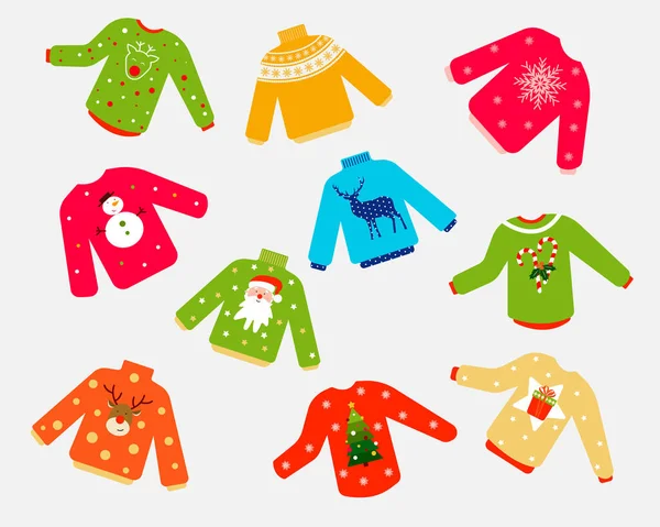 Ošklivé Vánoční Svetry Umístěné Izolovaně Světlém Pozadí Hromada Pletených Zimních Royalty Free Stock Ilustrace