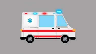 Ambulans animasyona hazır. Modern animasyonu alfa kanalı ile döndür (şeffaf arkaplan).