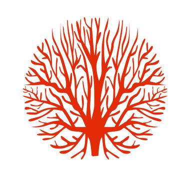 Tasarım, logo veya simge için parlak kırmız renkte mercan silueti