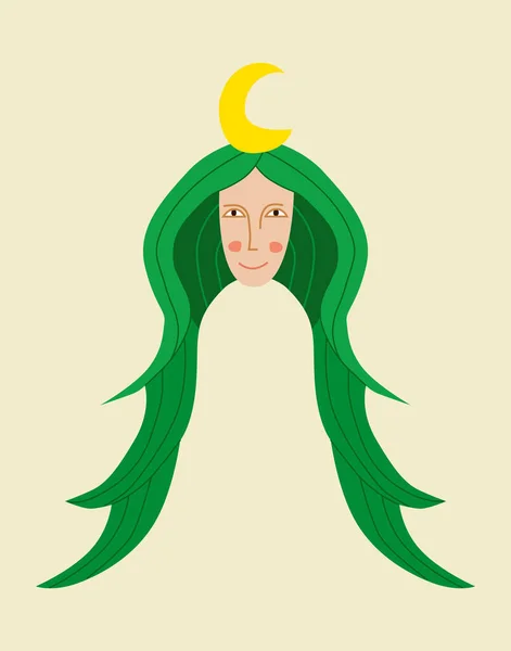 Yeşil Saçlı Saçında Olan Bir Sanat Deco Kızı Kız Bir — Stok Vektör