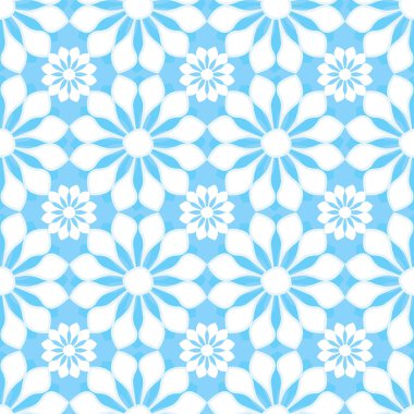 Dantel peçete elementleriyle narin beyaz ve mavi çiçek deseni.