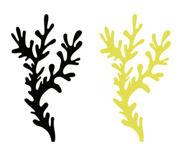 Güzel mercan dalı siluet siyah ve açık yeşil logo ve tasarım için