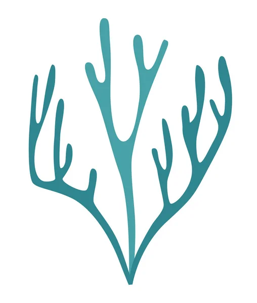 Siluet Rumput Laut Dengan Warna Biru Untuk Logo Atau Ikon - Stok Vektor