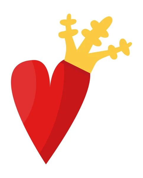 Corazón Rojo Con Corona — Vector de stock