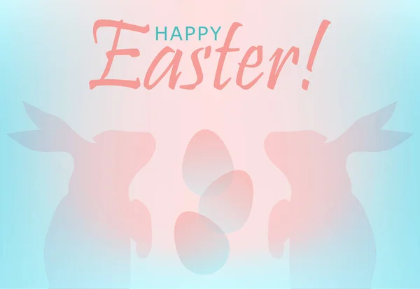 Easter Bunnies Looking Eggs Happy Easter Inscription — Stock Vector