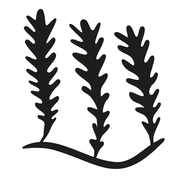 Silhouettes Noires Logo Aquarium Algues — Image vectorielle