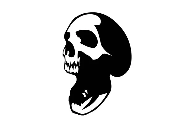 Black Skull Silhouette Logo Design Illustration Shirt Design — Stock Vector