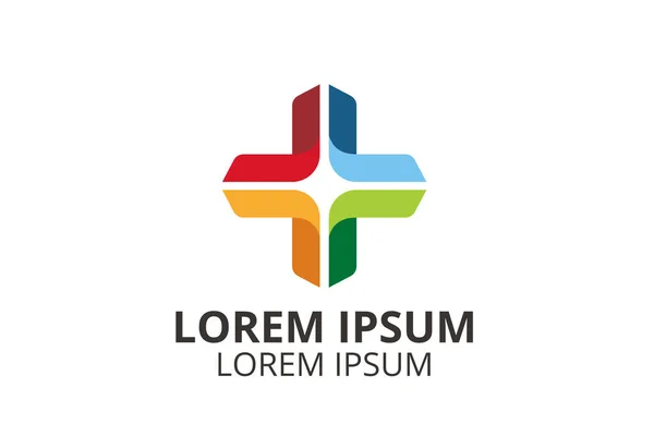 Барвистий Хрест Форми Дизайну Логотипу Стрілочки Банер Використовувати Медичного Бізнесу — стоковий вектор