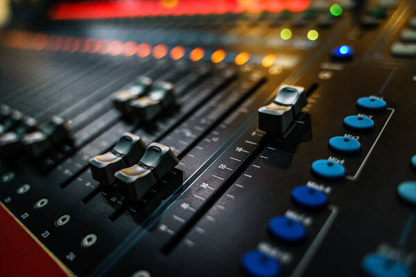 Audio mixing console, mixer slider.