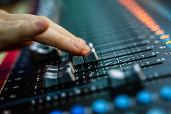 Console Misturador Som Áudio Misturador Áudio Equipamento Música — Fotografia de Stock