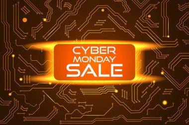 Pazartesi siber etkinliği için teknoloji satışı afişi. Satış promosyonun için vektör sanatı.