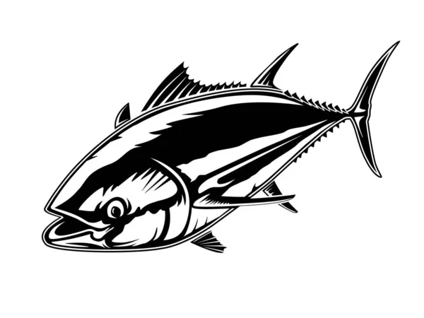 Boos Tonijn Logo Tonijn Vissen Embleem Grote Ogen Tonijn Boos — Stockvector