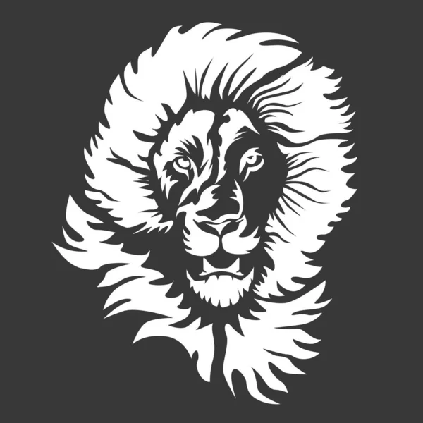 Siyah Beyaz Bir Aslan Baş Logo Vektör Çizim Maskotu Dövme — Stok Vektör