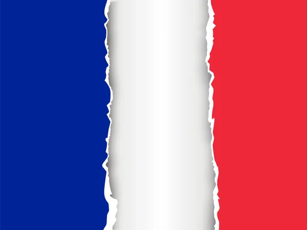 France Papier Drapeau Déchiré Fond Blanc Avec Espace Pour Texte — Image vectorielle