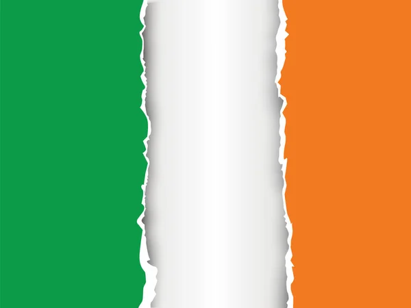 Ireland Ripped Flag Paper White Background Space Text Vector Art — Stock Vector