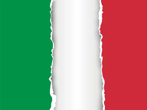 Italia Rasgó Papel Bandera Fondo Blanco Con Espacio Para Texto — Vector de stock