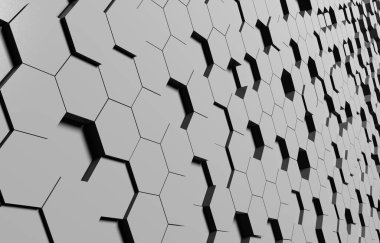 Sota altıgen arka plan dokusu. 3D tasvir. Gelecekçi soyut arkaplan.