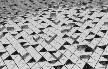 Beyaz üçgen soyut arka plan. Modern grunge üçgeni yüzeyi. 3d oluşturma ızgara yapısı.