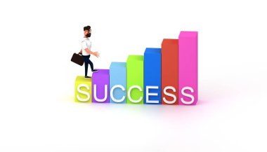 Gözlüklü gülümseyen iş adamı. Borsa simsarının reklam posteri. Başarılı bir adam. Ofiste çalışan sakallı adam..