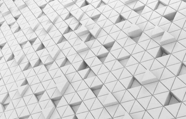 White triangular abstract background. Modern grunge triangle surface. 3d Rendering grid structure.