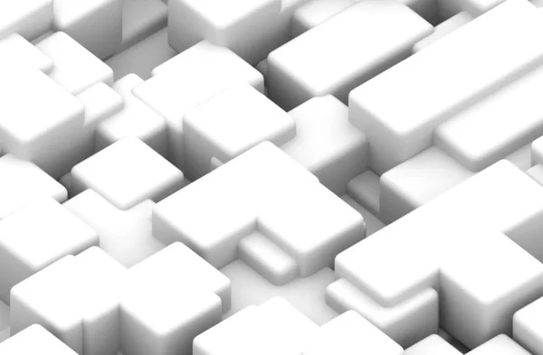Forma Geométrica Abstrata Cubos Brancos Render Futurista Moldado Fundo Brilhante — Fotografia de Stock