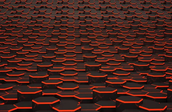 Абстрактний Чорний Шестикутник Червоною Лінією Кольоровий Технічний Футуристичний Геометричний Візерунок — стокове фото