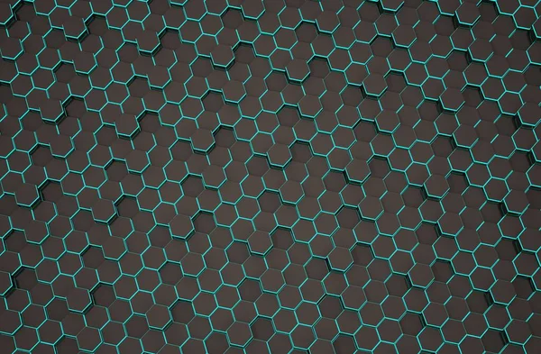 Абстрактный Черный Шестиугольник Синей Линией Цветной Высокотехнологичный Футуристический Геометрический Узор — стоковое фото